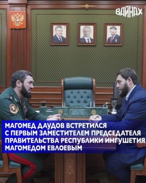 Председатель Правительства Чеченской Республики Магомед Даудов встретился с первым вице-премьером Республики Ингушетия Магомедом Евлоевым