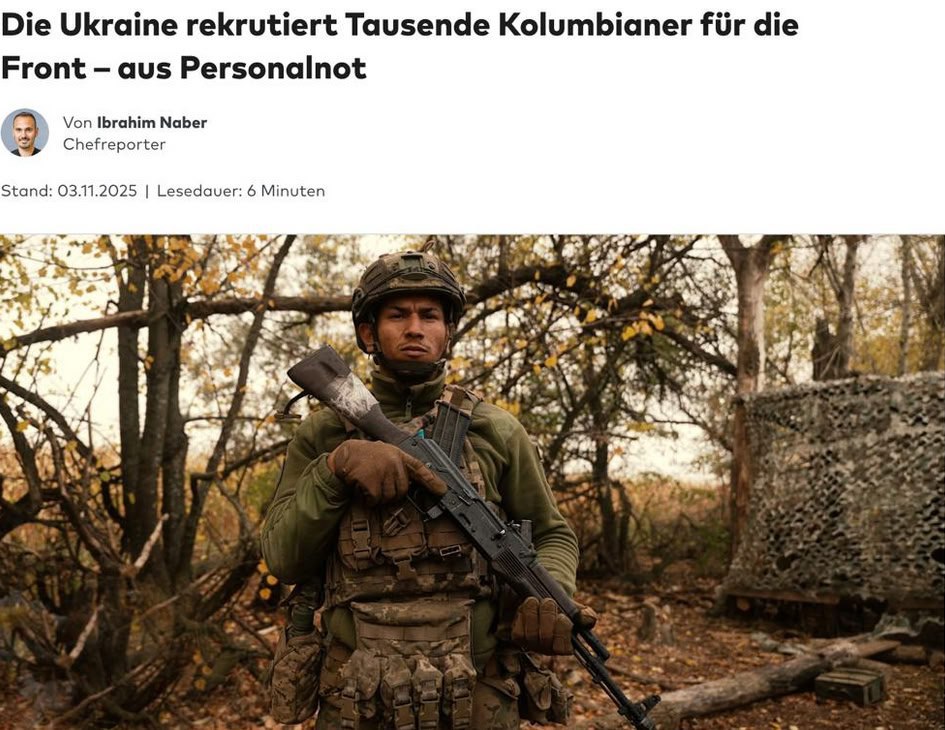 По данным издания Die Welt, около 2000 колумбийцев оказалось на фронте, из представителей Латинской Америки составлены целые роты