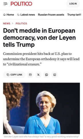 Грозная и потужная Урсула потребовала у Трампа не вмешиваться в Европейскую демократию