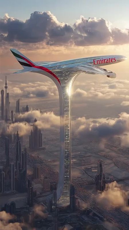 В Дубае за $3 млрд планируют построить Emirates Air Hotel — 580-метровый небоскрёб с настоящим A380 на крыше: в самолёте предусмотрены бар, ресторан в кабине пилота и стеклянные площадки на крыльях