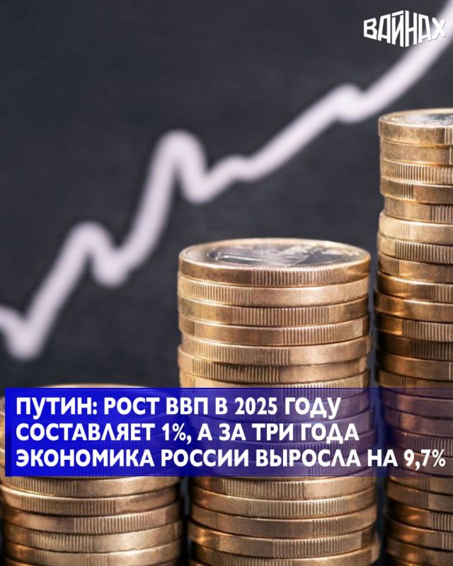 Рост ВВП в 2025 году составляет 1%, а за три года экономика России выросла на 9,7%
