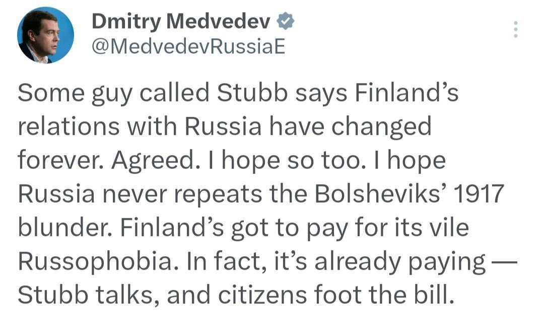 Дмитрий Медведев жестко ответил президенту Финляндии