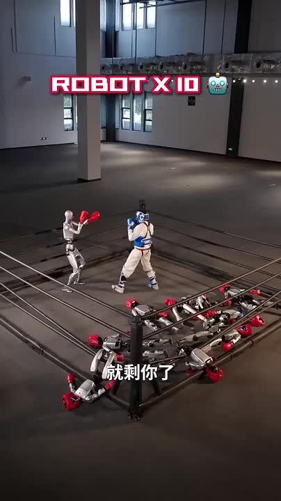 Человек против андроида. Китайский боец устроил драку с роботами